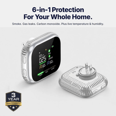 Merano 6-in-1 smoke, gas and CO detector with plug base