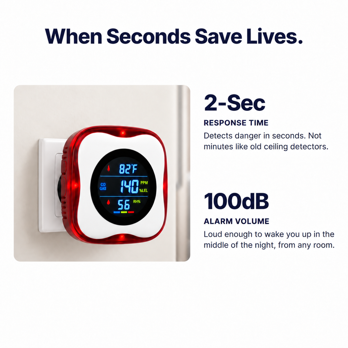 Merano red detector plugged into a wall outlet